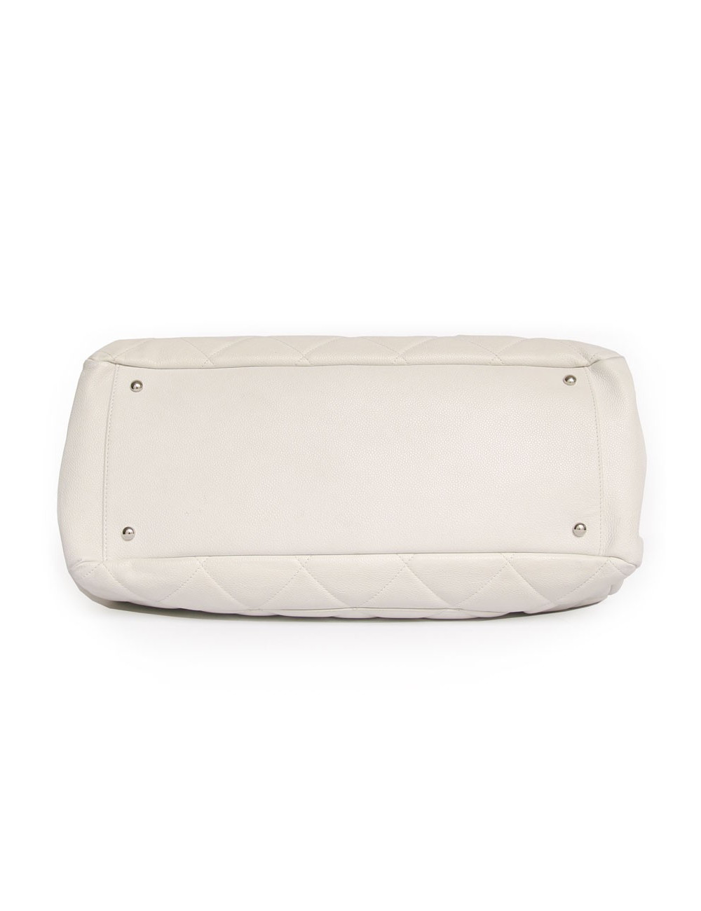 Grand sac shopping CHANEL veau grainé blanc