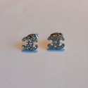 Mini studs earrings CHANEL silver and strass