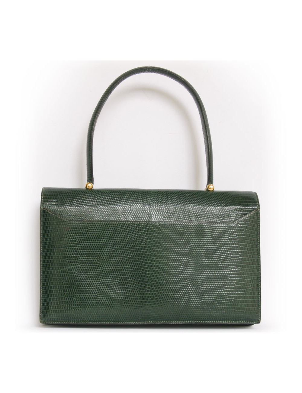 Sac HERMES en lézard vert Vintage