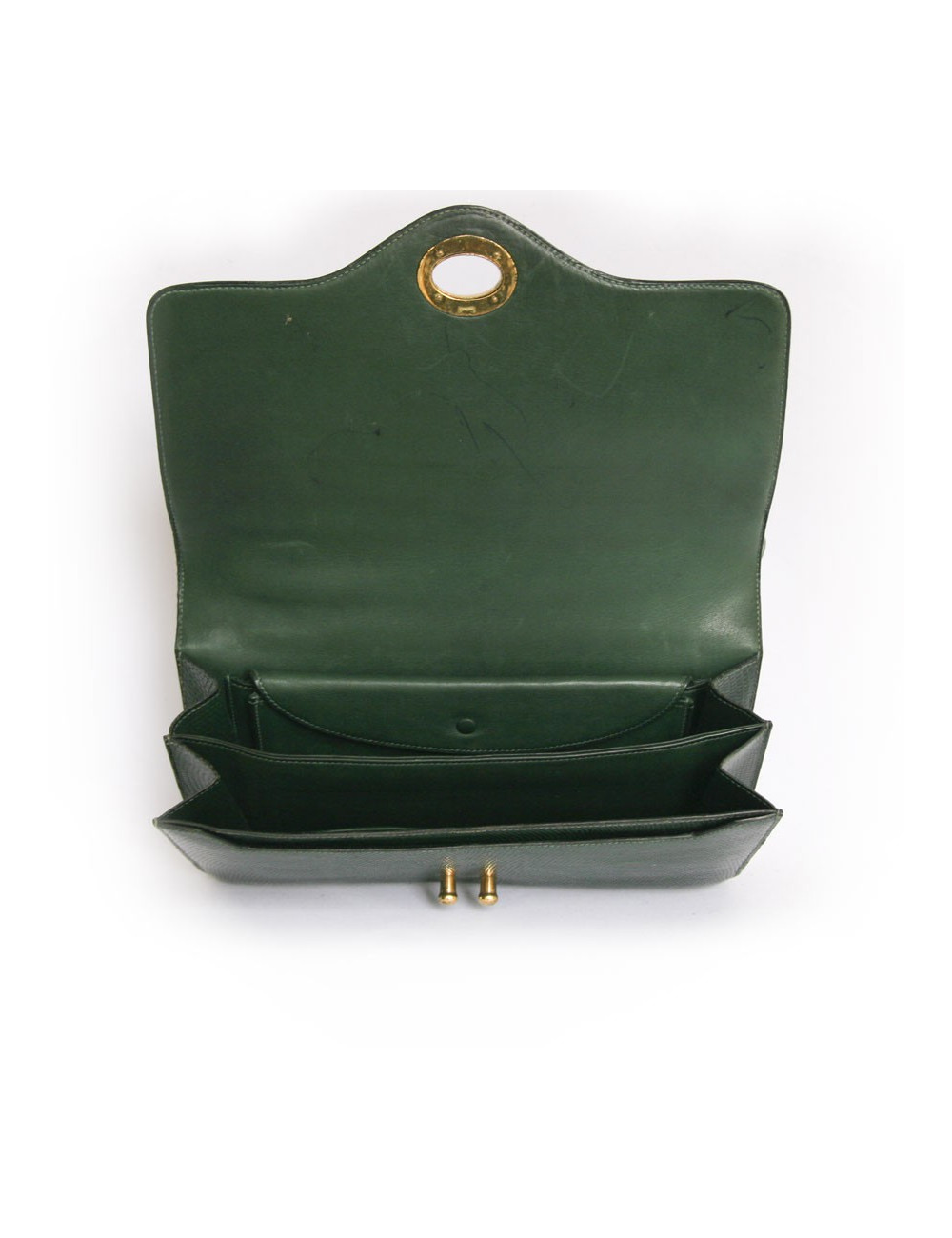 Sac HERMES en lézard vert Vintage