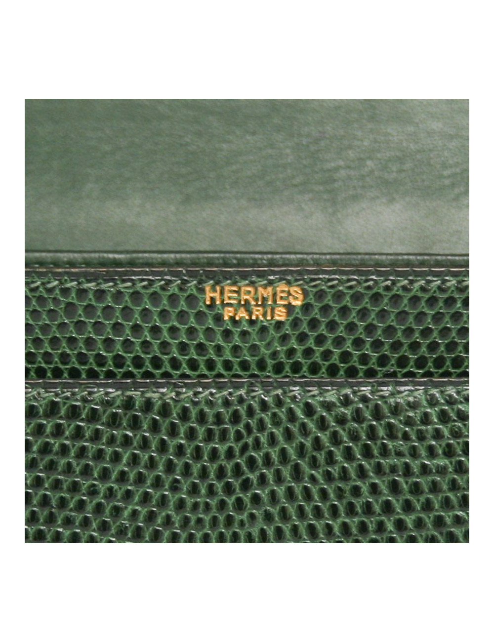 Sac HERMES en lézard vert Vintage