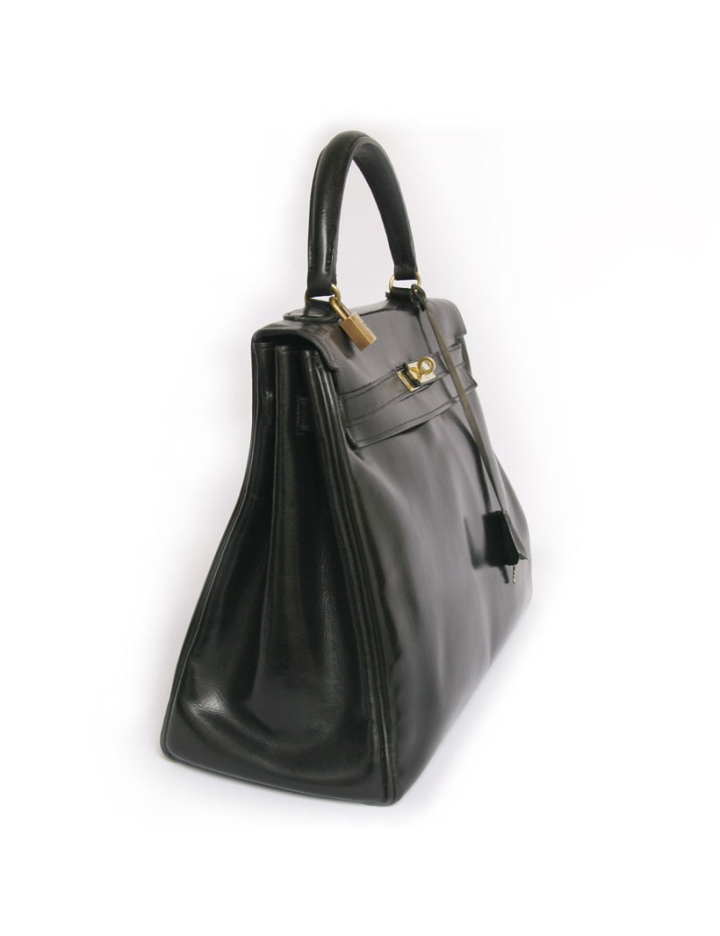 Sc Kelly 35 HERMES cuir de box noir 