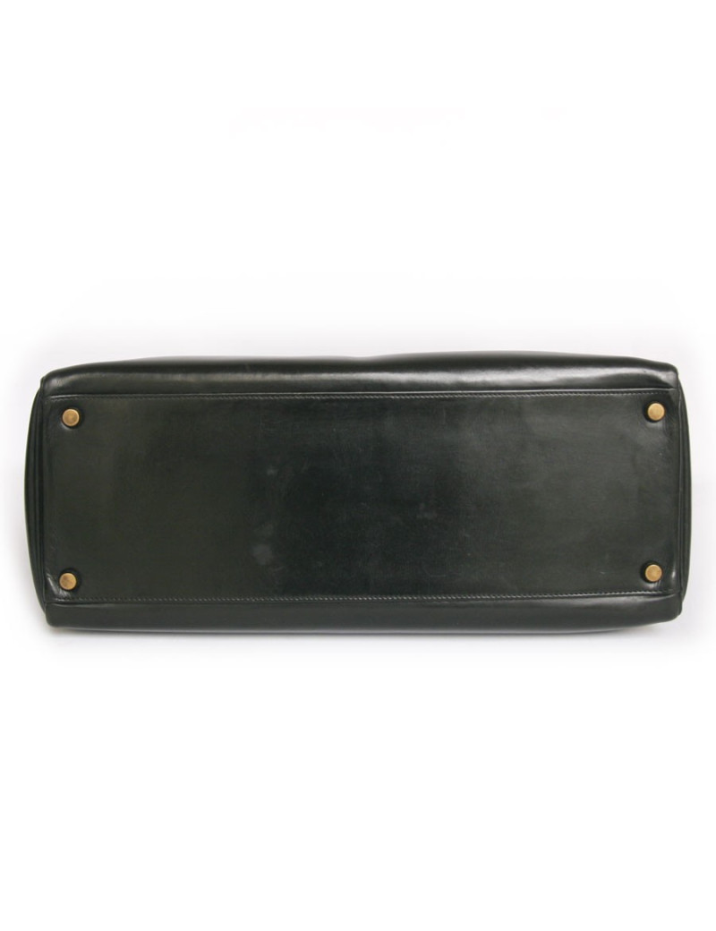Sac Kelly 35 HERMES cuir de box noir 