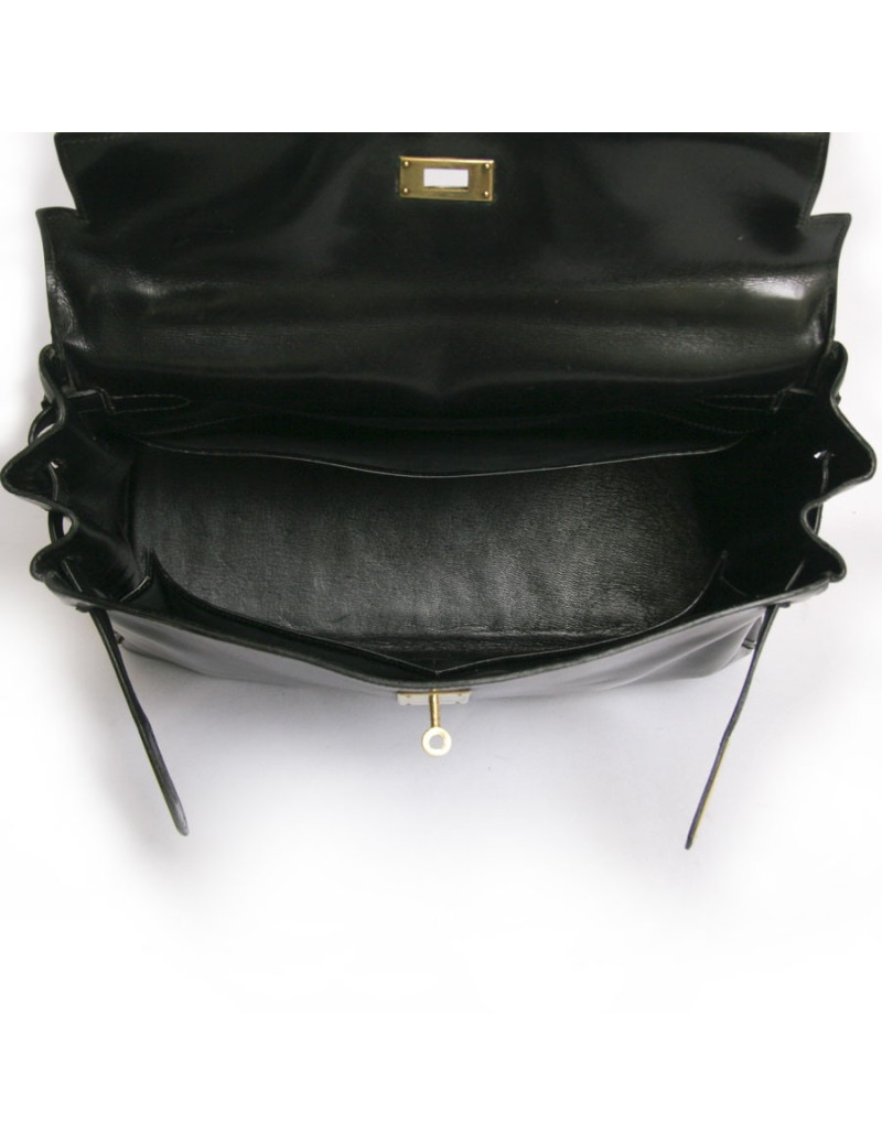 Sc Kelly 35 HERMES cuir de box noir 