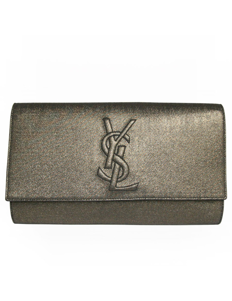 Pochette du soir YVES SAINT LAURENT "YSL" lamé bronze