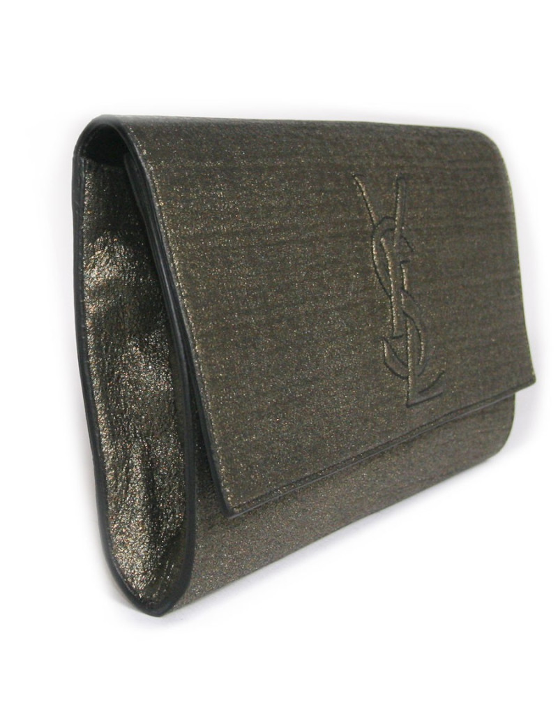Pochette du soir YVES SAINT LAURENT "YSL" lamé bronze