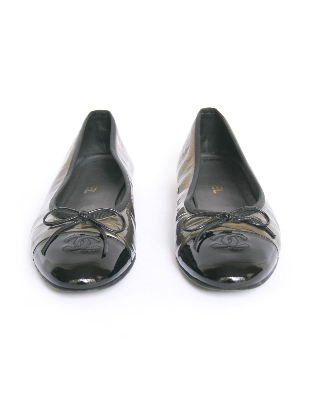 Ballerines CHANEL T 40 cuir verni bicolore