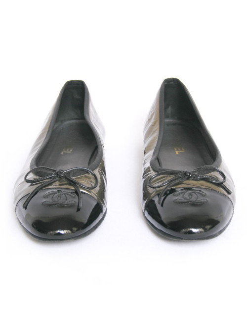 Ballerines CHANEL T 40 cuir verni bicolore