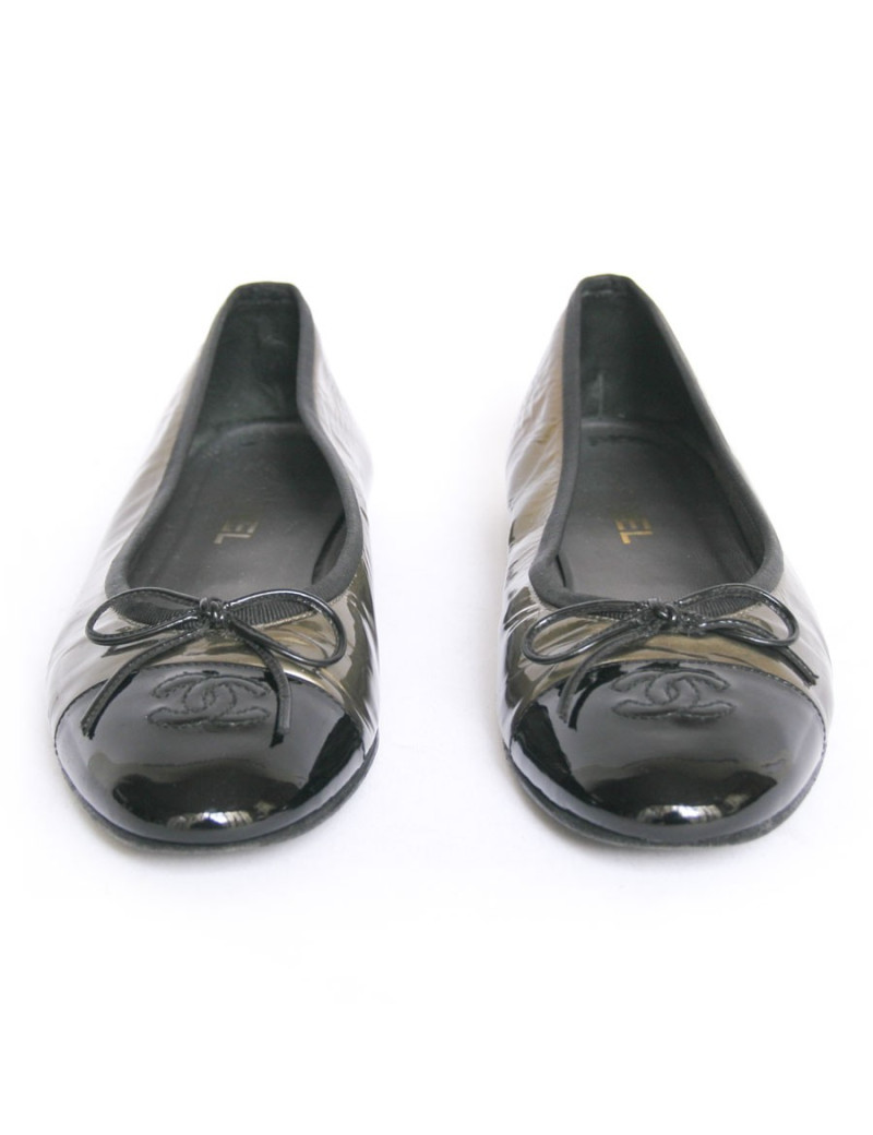 Ballerines CHANEL T 40 cuir verni bicolore