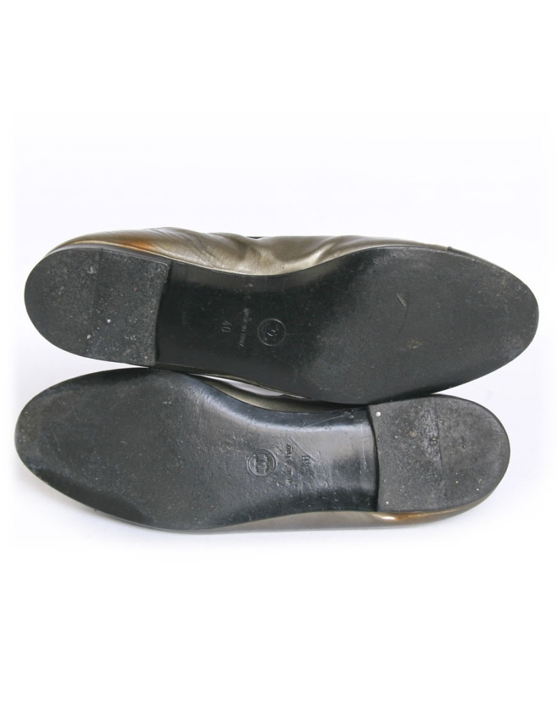 Ballerines CHANEL T 40 cuir verni bicolore