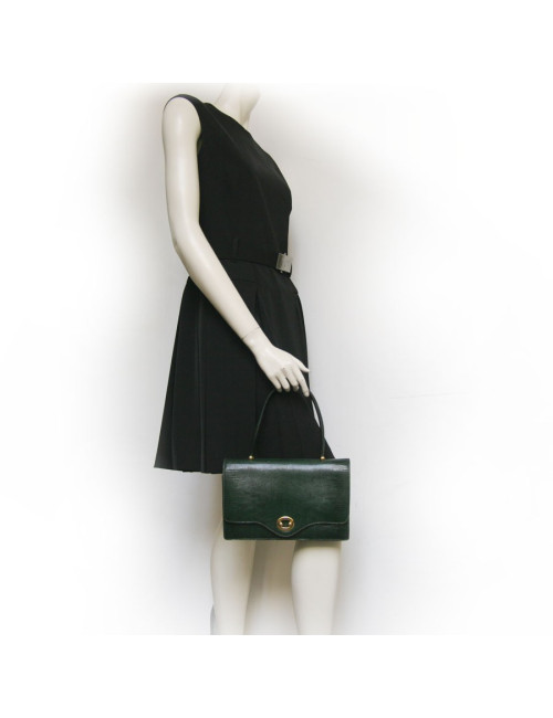 Sac HERMES en lézard vert Vintage