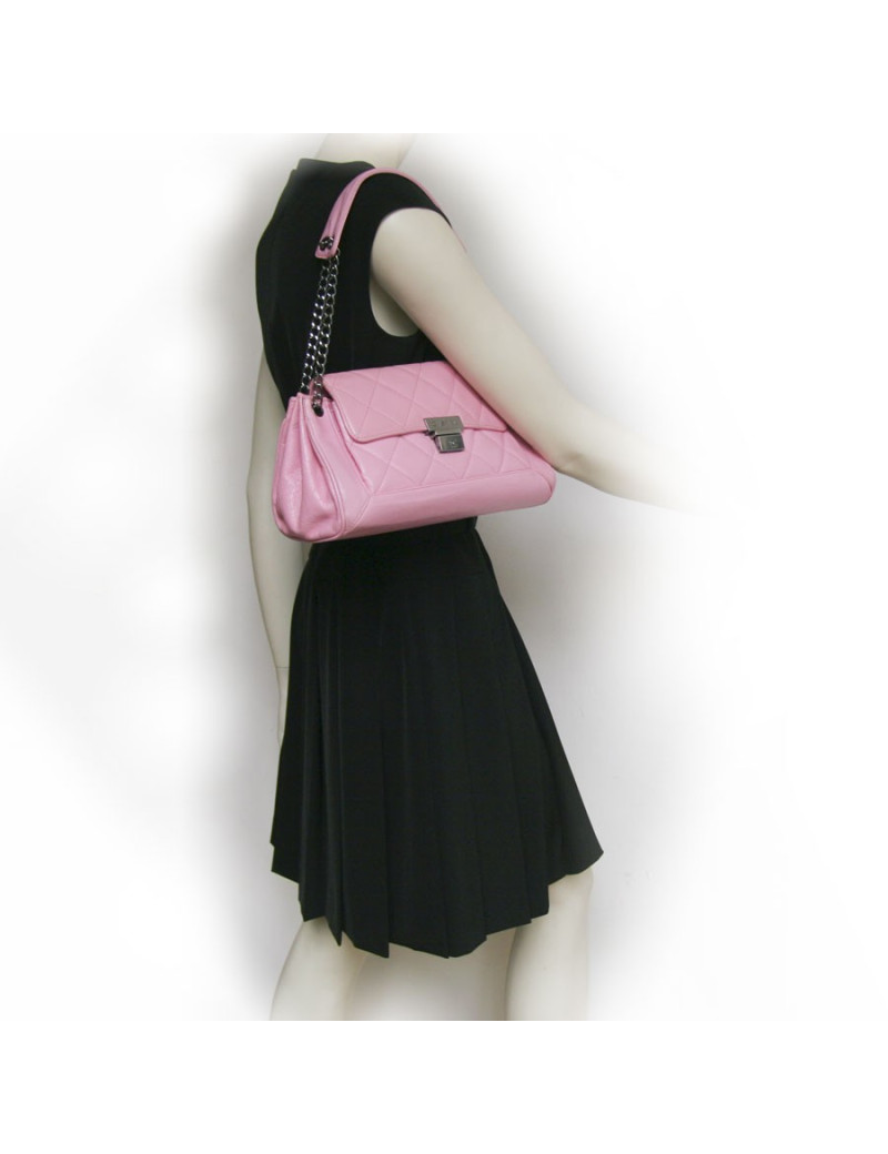 Sac CHANEL cuir vieilli rose