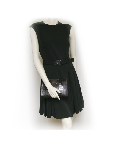 YVES SAINT LAURENT vintage clutch in brown ostrich leg leather 2