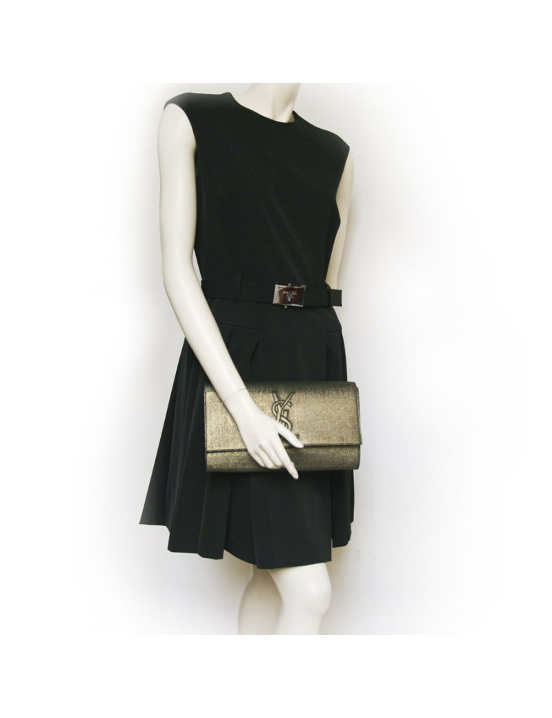 Pochette du soir YVES SAINT LAURENT "YSL" lamé bronze