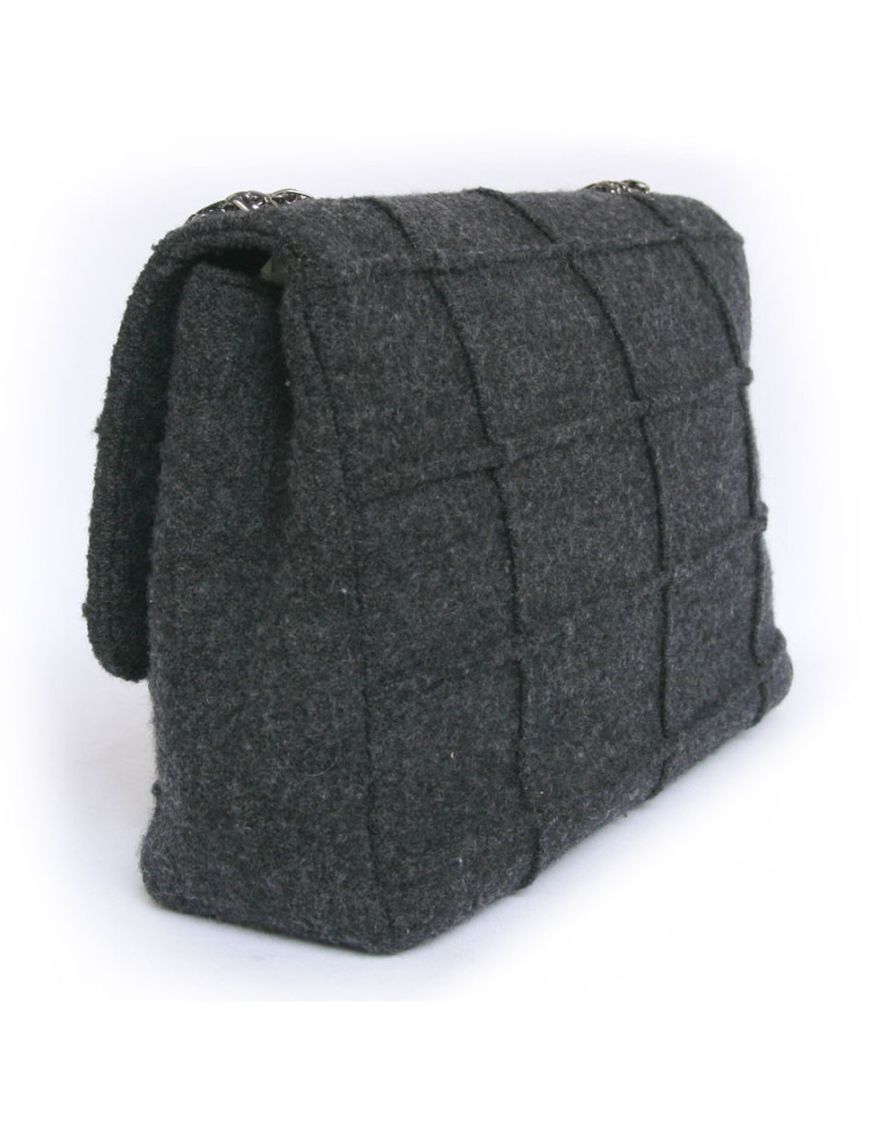 Sac CHANEL  fermoir 2.55 laine bouillie gris