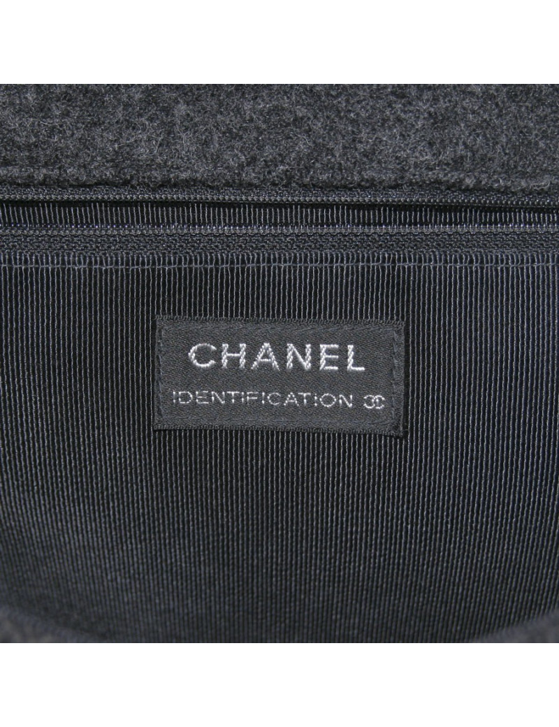 Sac CHANEL  fermoir 2.55 laine bouillie gris
