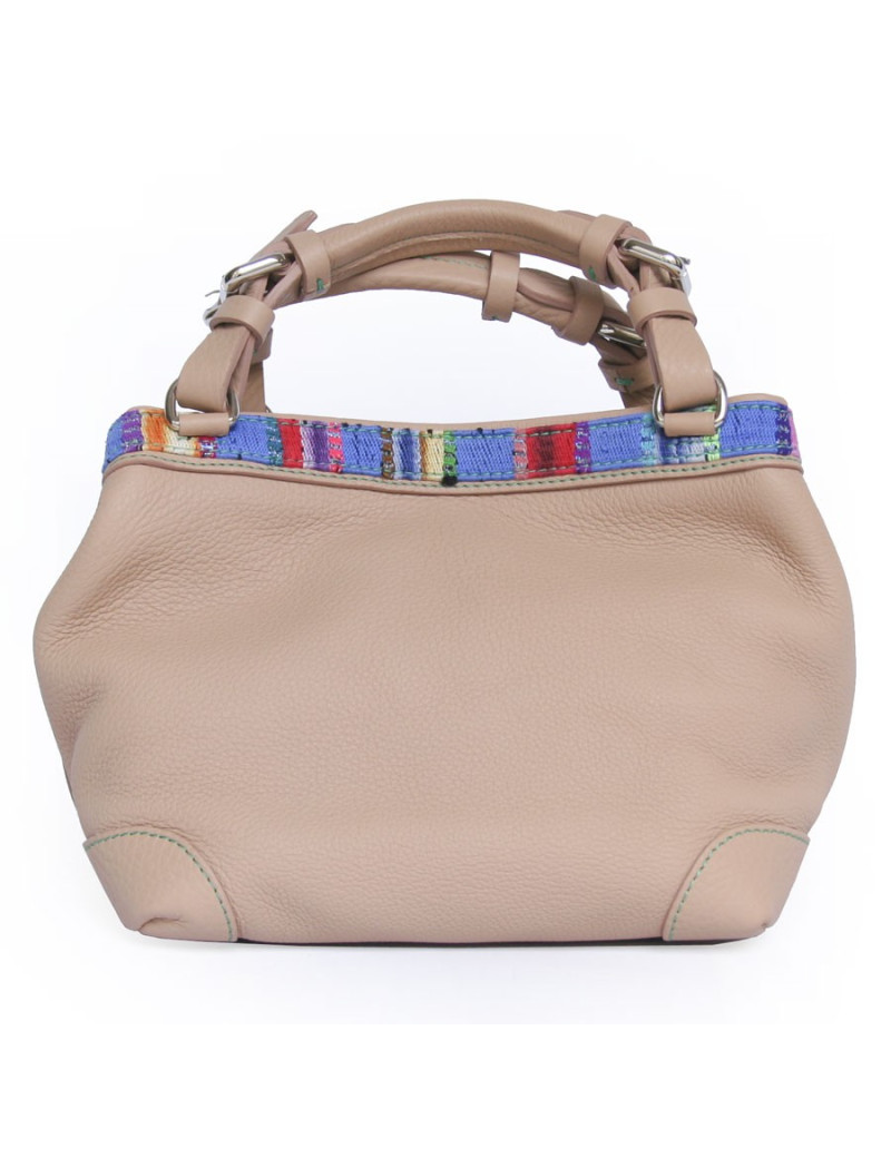 Sac "Cubo" CAROLINE DE MARCHI cuir grainé beige