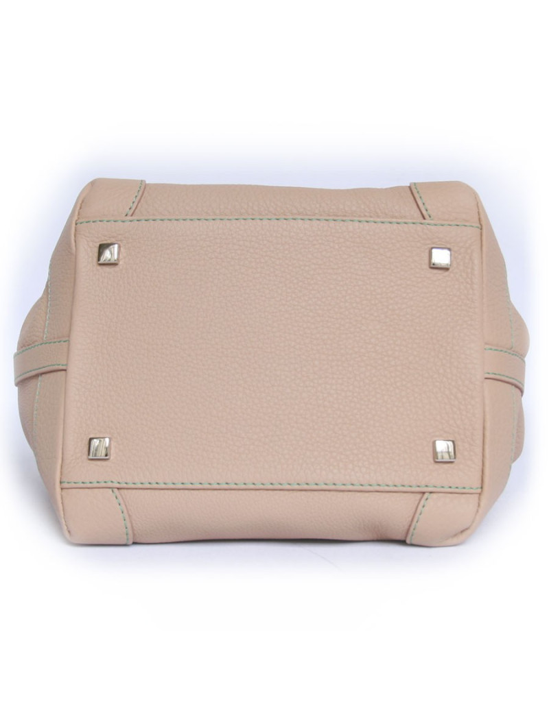 Sac "Cubo" CAROLINE DE MARCHI cuir grainé beige
