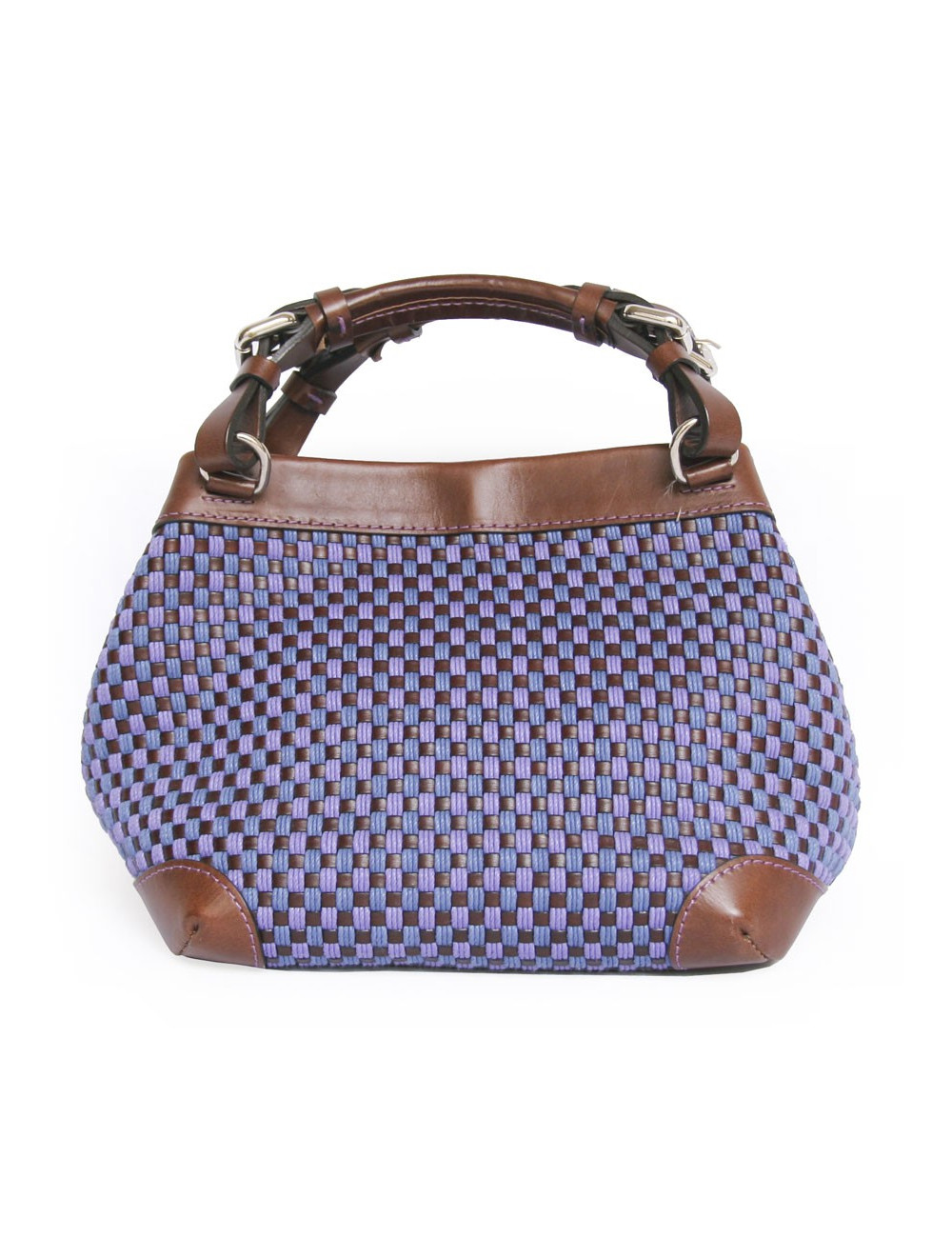 Sac "Cubo" CAROLINE DE MARCHI en raphia tressé violet
