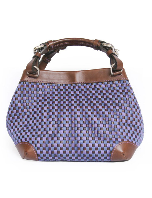 Sac "Cubo" CAROLINE DE MARCHI en raphia tressé violet