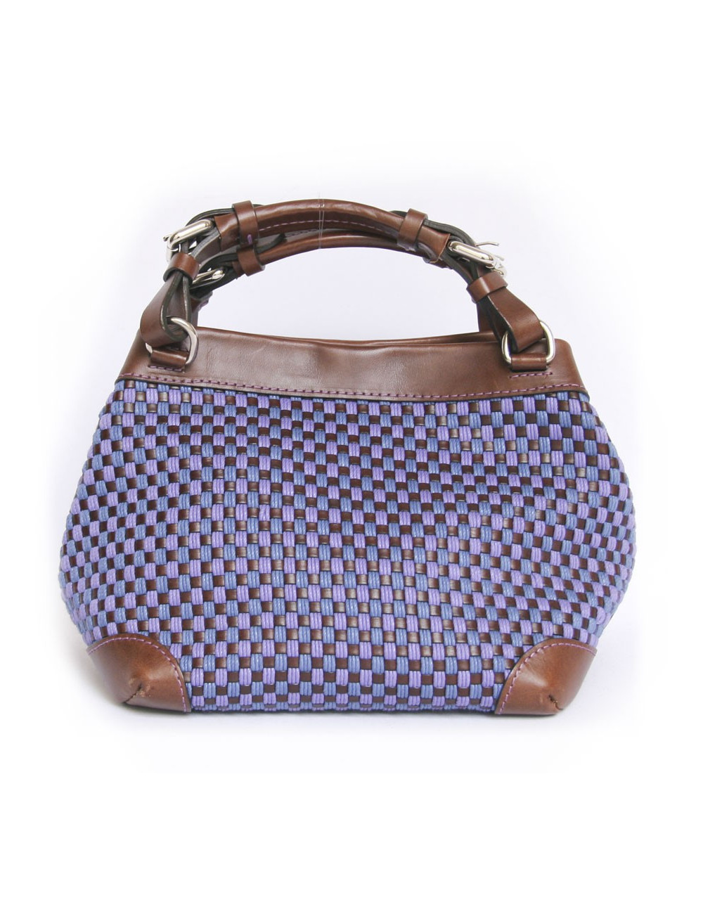 Sac "Cubo" CAROLINE DE MARCHI en raphia tressé violet