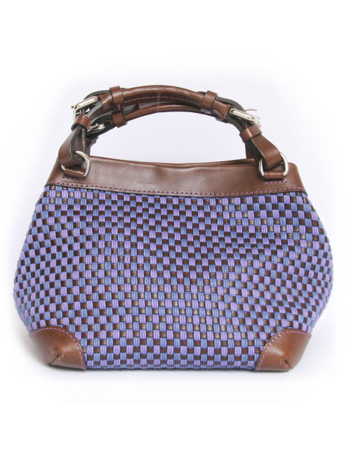 Sac "Cubo" CAROLINE DE MARCHI en raphia tressé violet