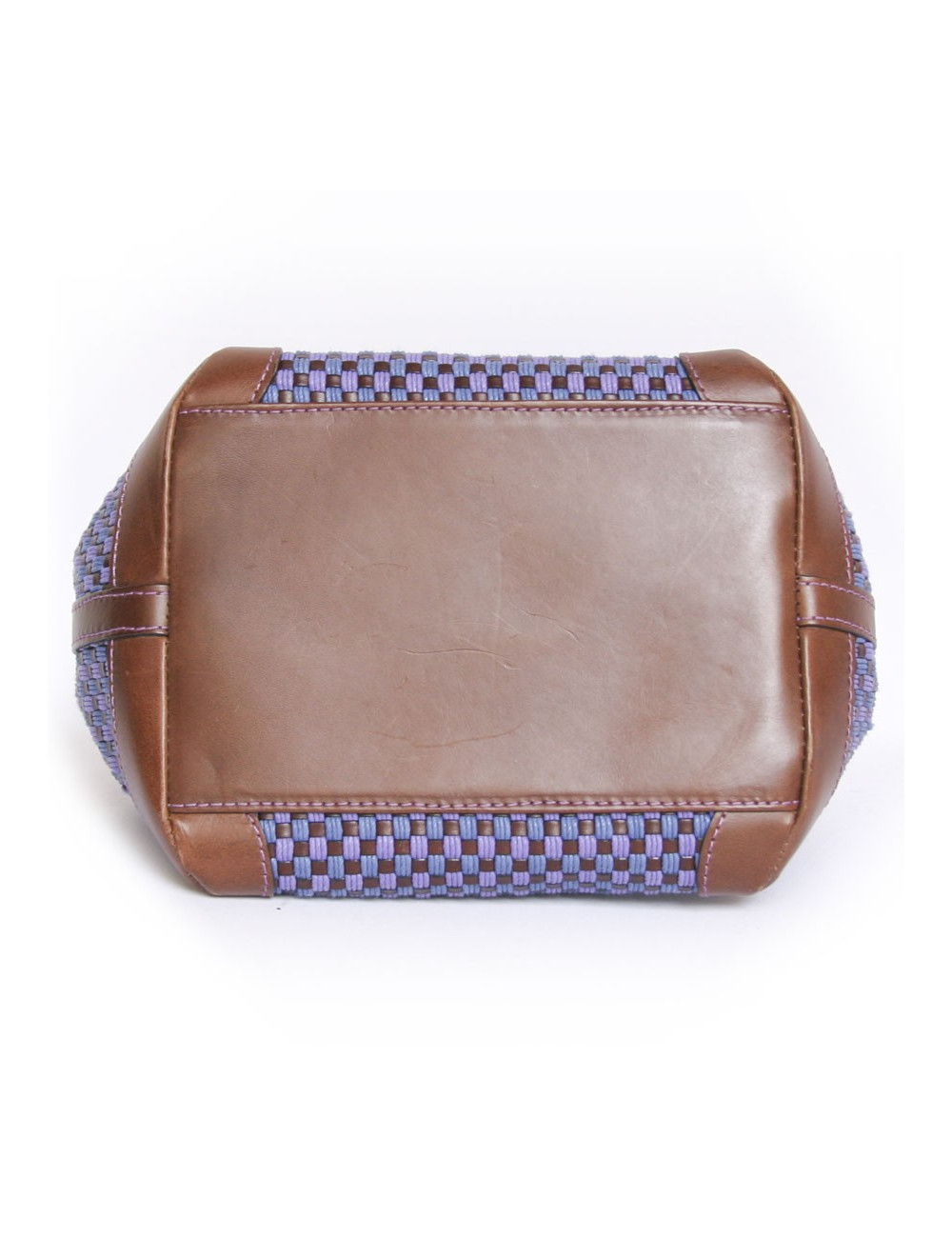 Sac "Cubo" CAROLINE DE MARCHI en raphia tressé violet