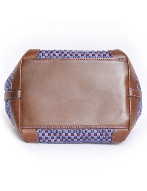 Sac "Cubo" CAROLINE DE MARCHI en raphia tressé violet