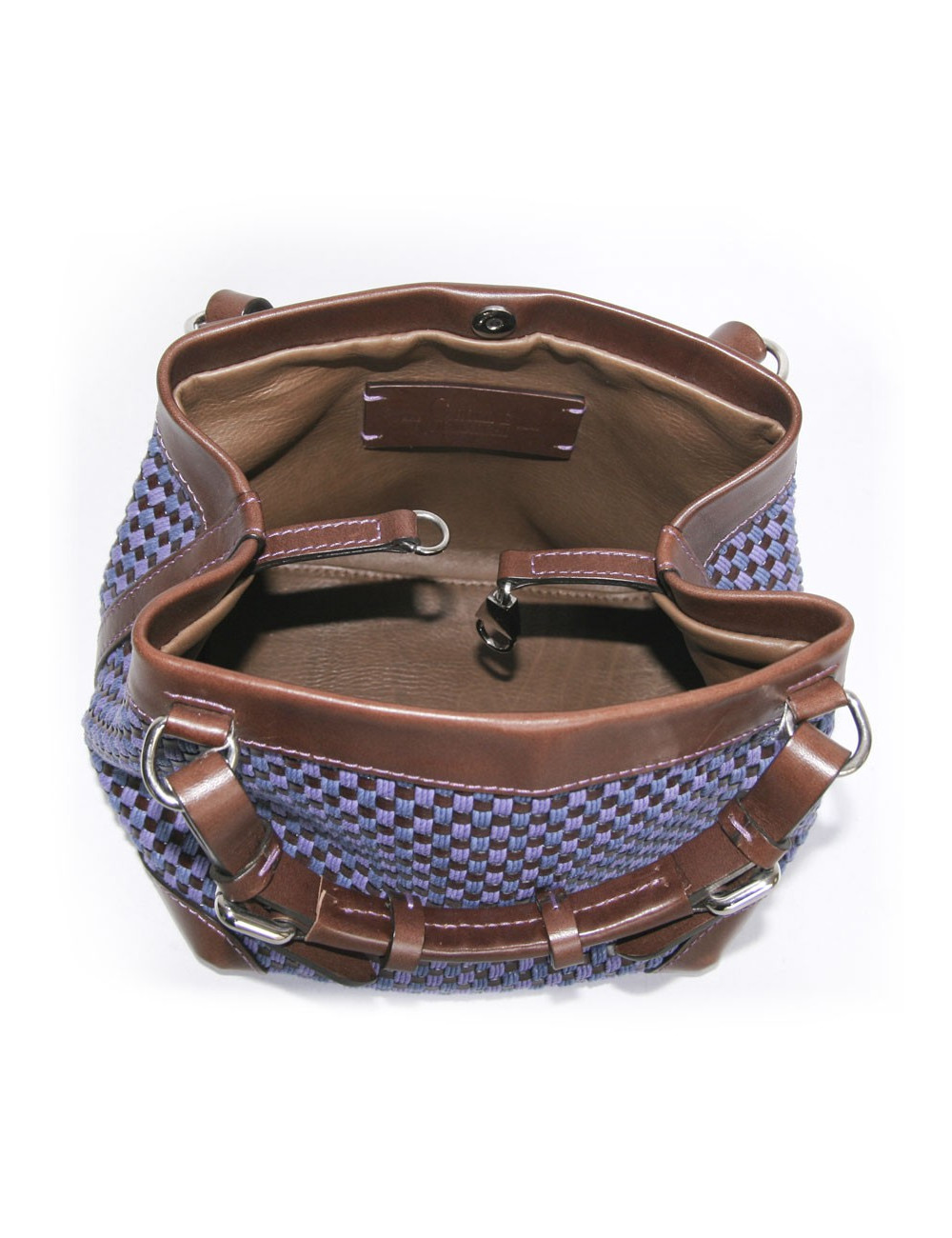 Sac "Cubo" CAROLINE DE MARCHI en raphia tressé violet