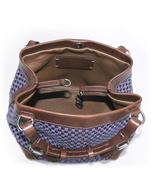 Sac "Cubo" CAROLINE DE MARCHI en raphia tressé violet