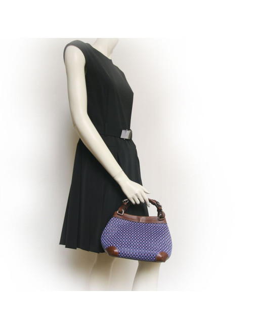 Sac "Cubo" CAROLINE DE MARCHI en raphia tressé violet