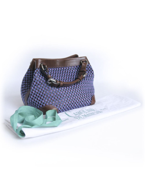 Sac "Cubo" CAROLINE DE MARCHI en raphia tressé violet