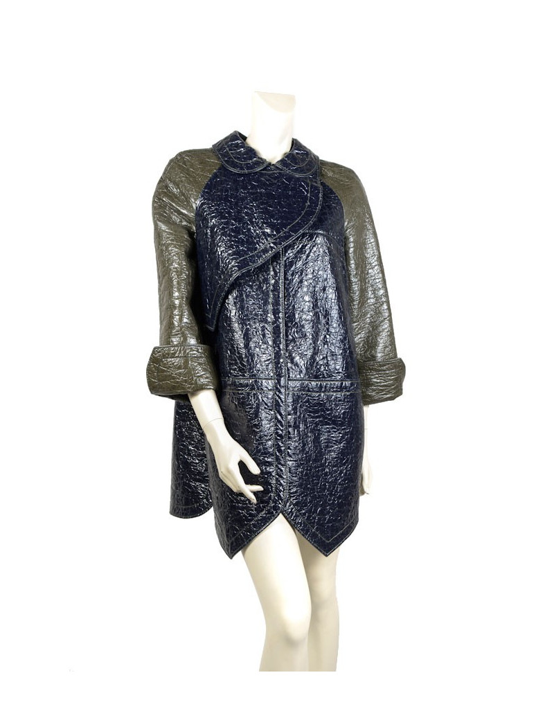 Imperméable BALENCIAGA  t40  coton ciré kaki et bleu 