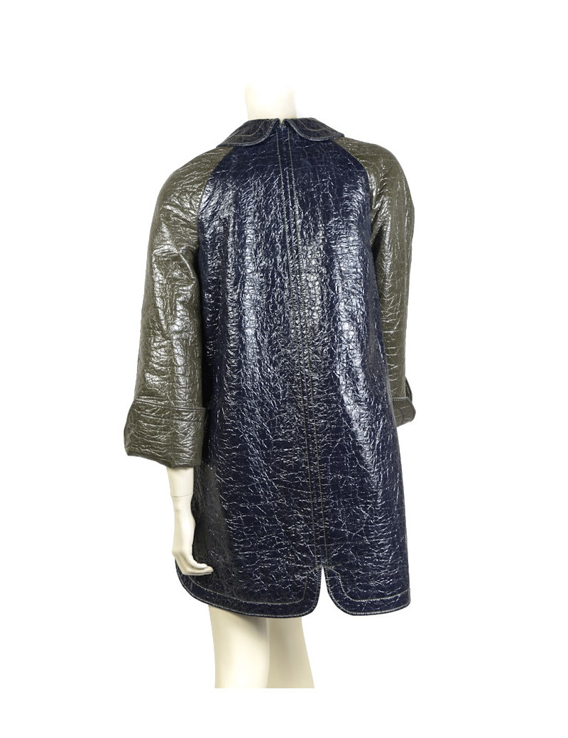Imperméable BALENCIAGA  t40  coton ciré kaki et bleu 