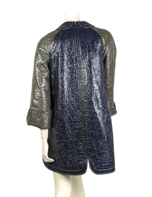 imperméable BALANCIAGA  t40  coton ciré kaki et bleu 