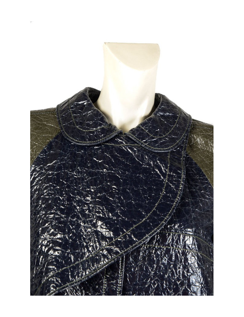 Imperméable BALENCIAGA  t40  coton ciré kaki et bleu 