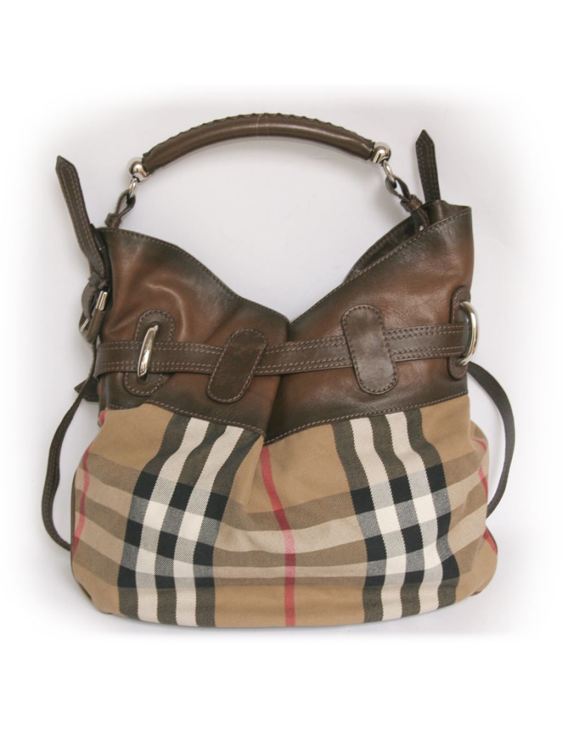 Sac BURBERRY toile et cuir marron