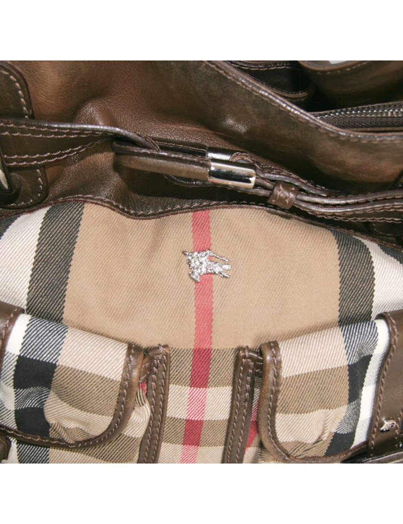 Sac BURBERRY toile et cuir marron