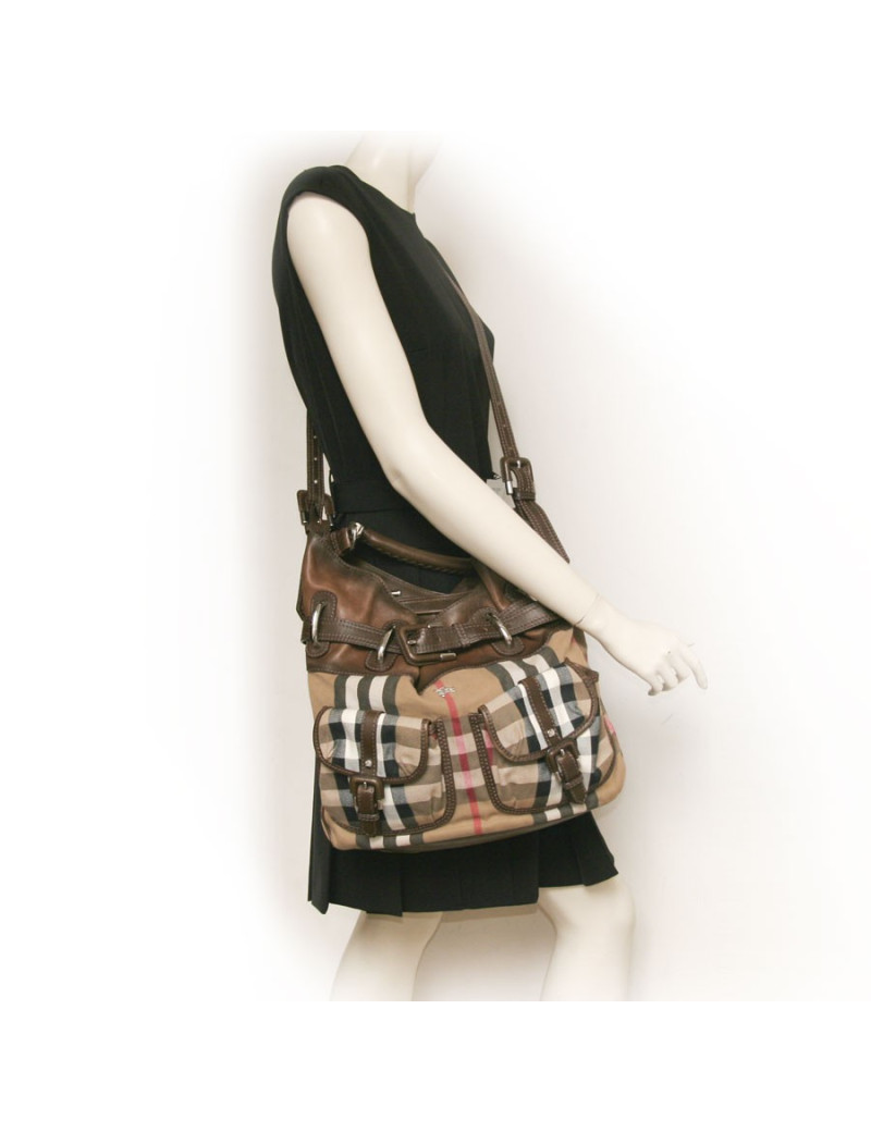 Sac BURBERRY toile et cuir marron