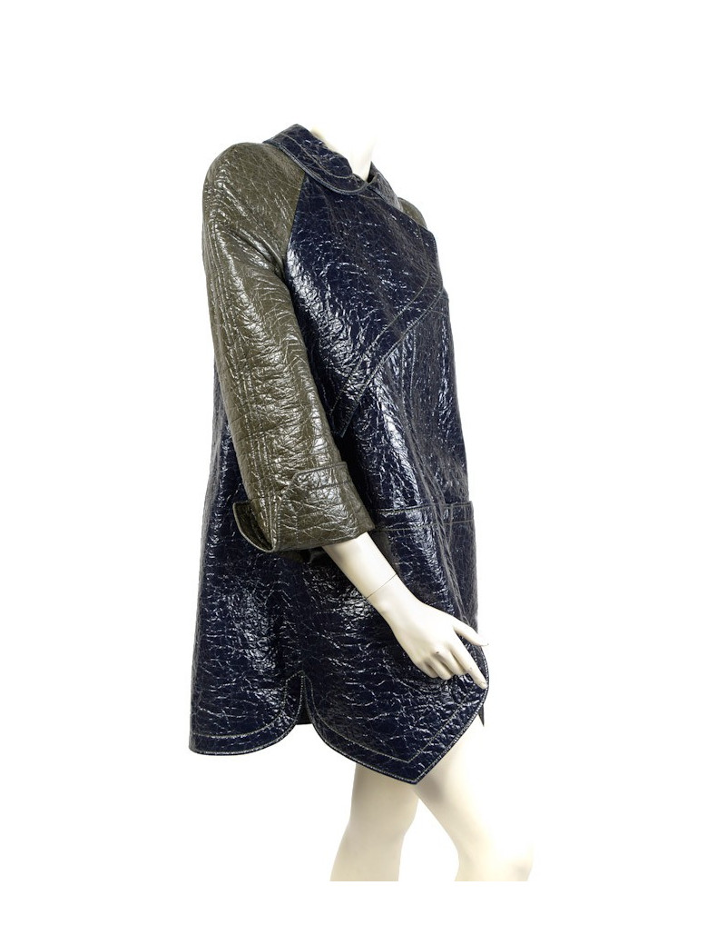 Imperméable BALENCIAGA  t40  coton ciré kaki et bleu 