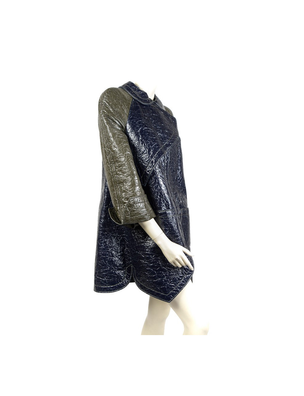 imperméable BALANCIAGA  t40  coton ciré kaki et bleu 