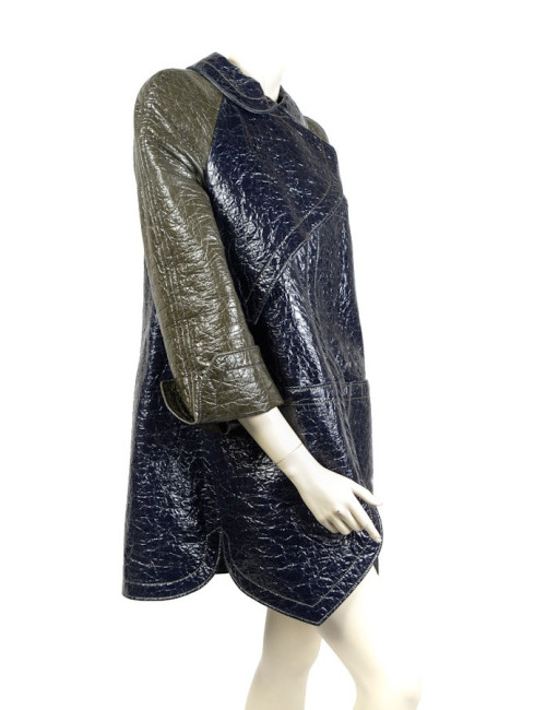 imperméable BALANCIAGA  t40  coton ciré kaki et bleu 