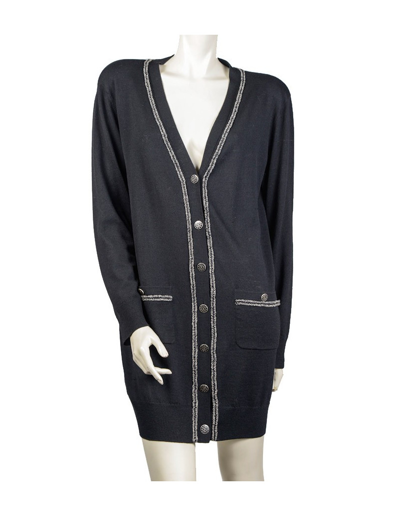 gilet long CHANEL T 40 noir en laine