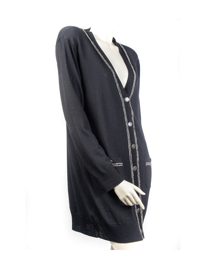 gilet long CHANEL T 40 noir en laine