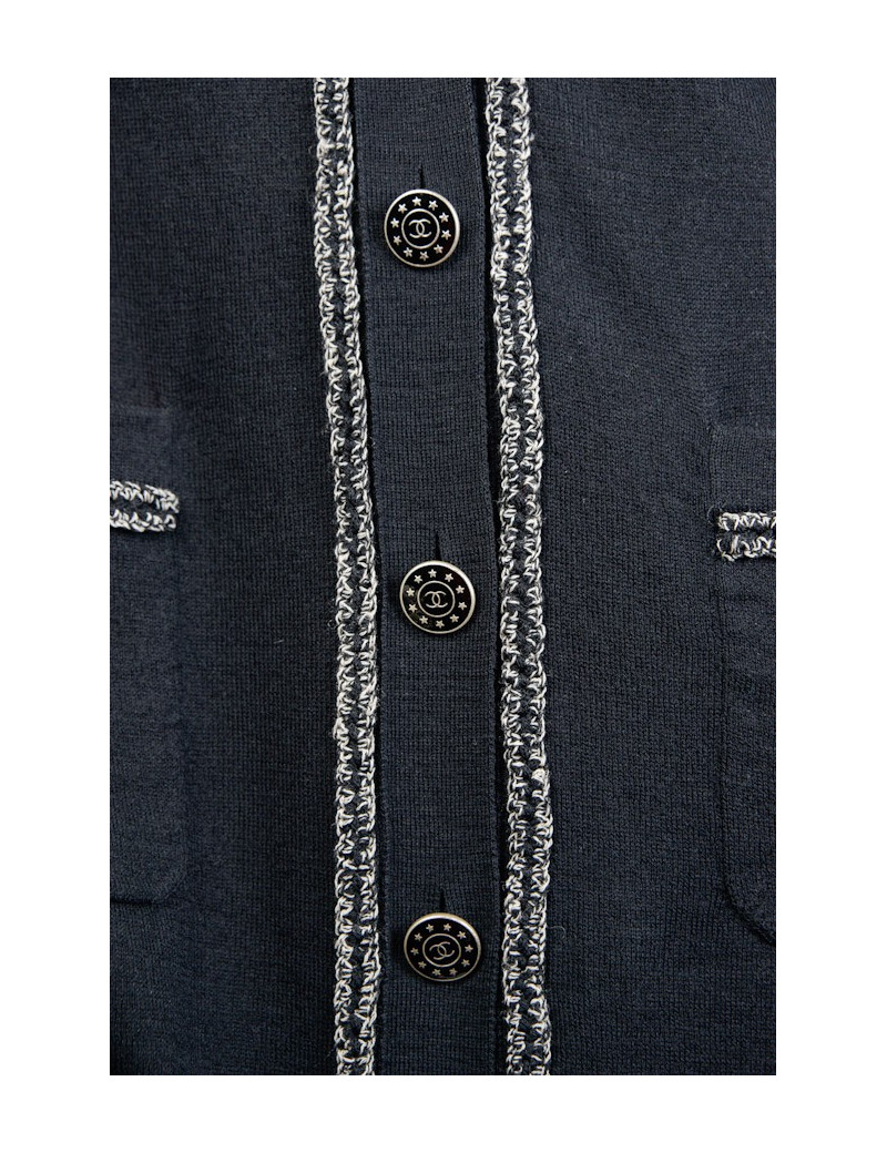 gilet long CHANEL T 40 noir en laine