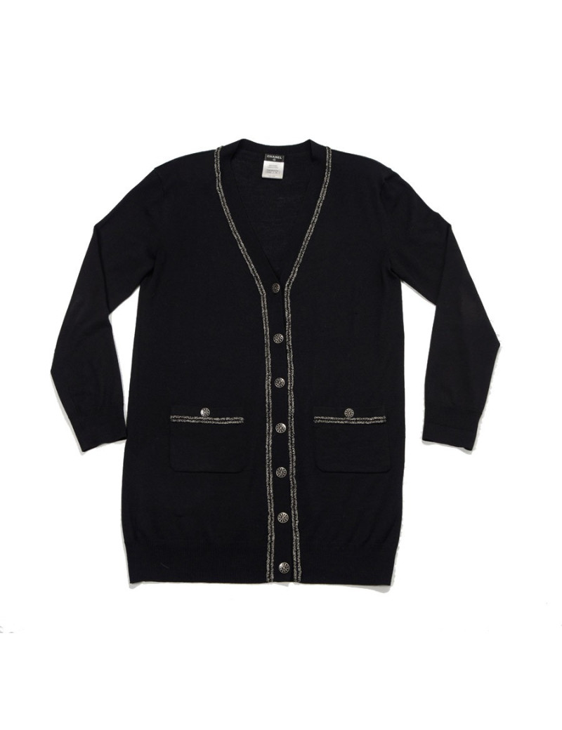gilet long CHANEL T 40 noir en laine