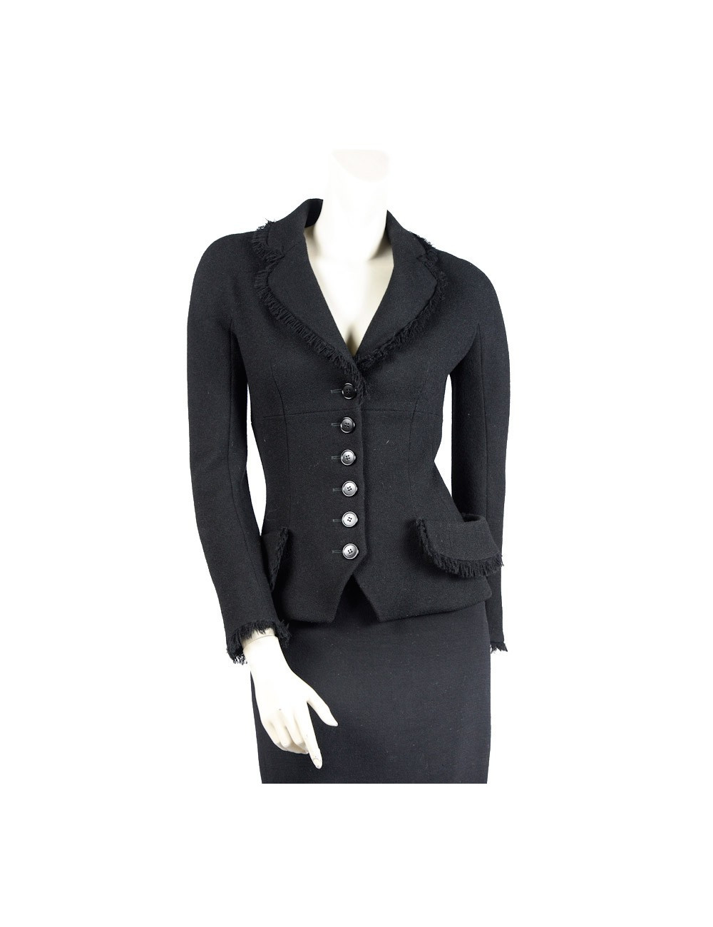Veste CHRISTIAN DIOR cintrée en laine noire