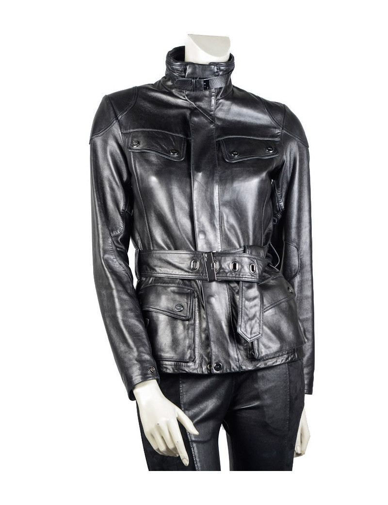 Blouson RALPH LAUREN t2 cuir d'agneau noir