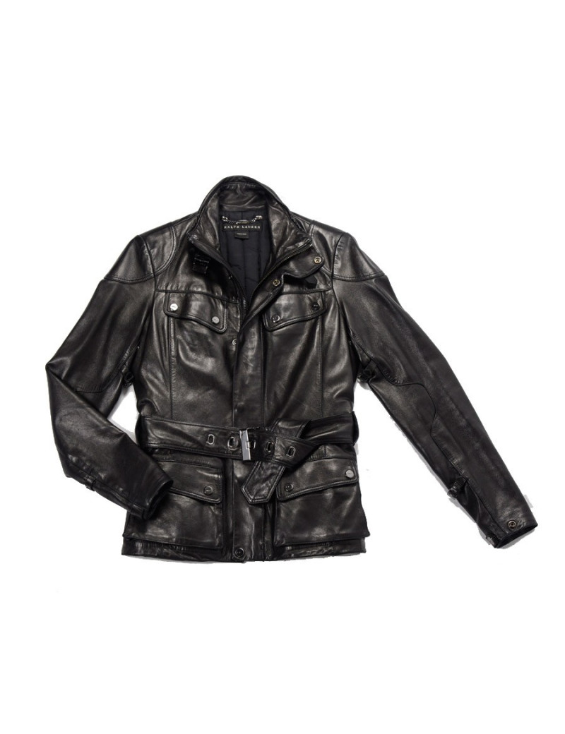 Blouson RALPH LAUREN t2 cuir d'agneau noir