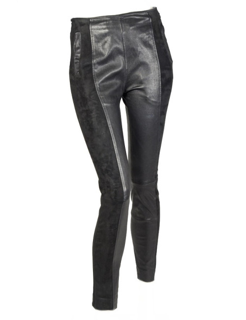 Pantalon BALANCIAGA T 34 cuir stretch noir